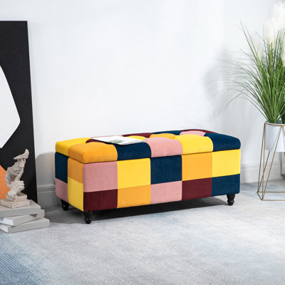 Lavora 114cm Wide Tufted Rectangle Chequered Standard Ottoman with Storage