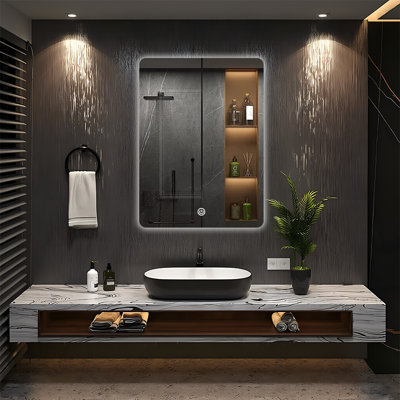 Bathroom Mirror with LED Lights Wall Mounted Fogless IP54 Waterpoof Mirror 