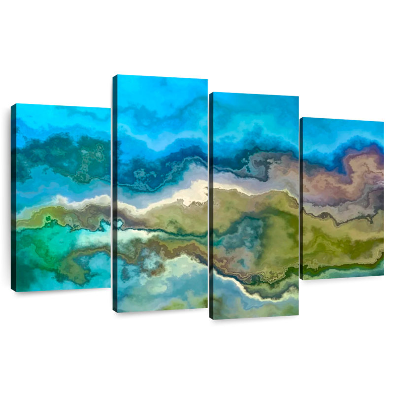 Avery Wavescape bleu et vert, H 48 po x l 75 po