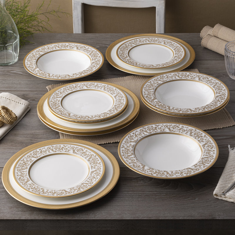 Noritake Summit 12-Piece Dinnerware Set, Service For 4, Gold