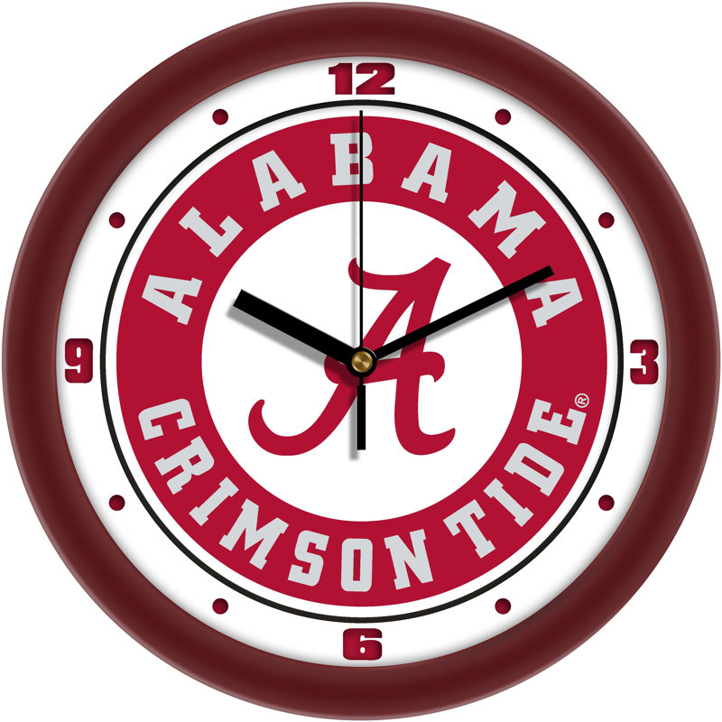 Alabama Crimson Tide 12'' Red and White Glass Wall Clock