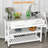 Kitchen Island With Stainless Steel Top, Open Shelves, Drawers, Gray