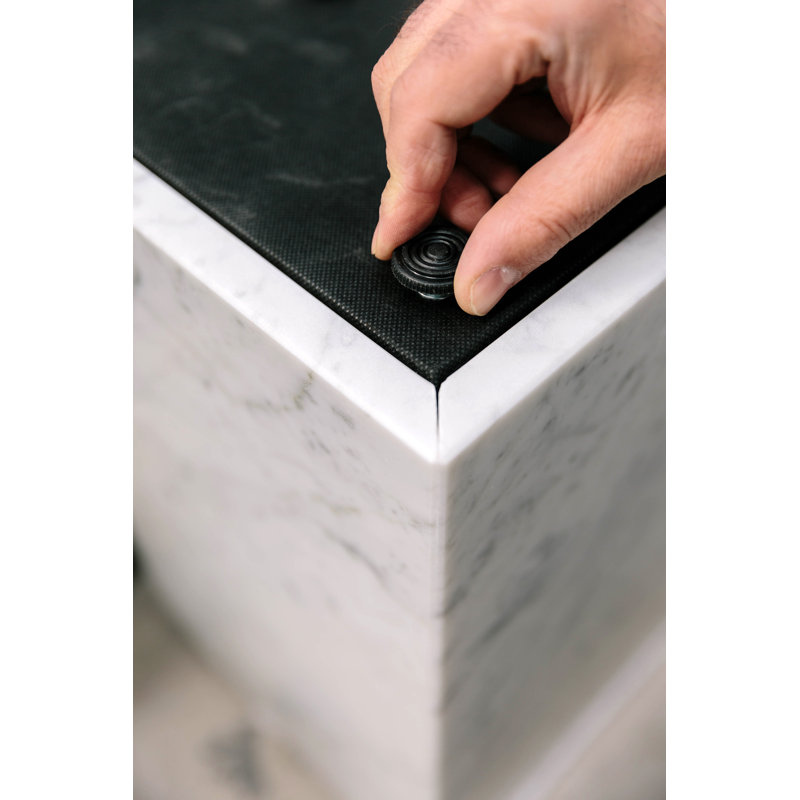 Plinth Marble End Table, White Carrara, 20.1" H x 11.8" W x 11.8" D