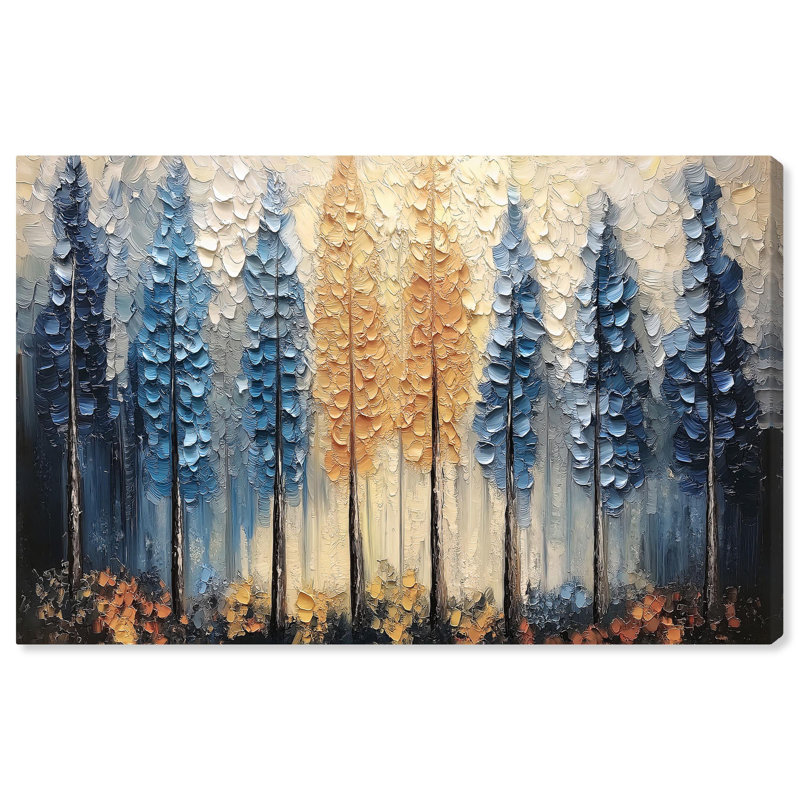 «Dusk & Dawn Trees», art floral bleu par Art Remedy, Toile tendue, H 24 po x l 36 po