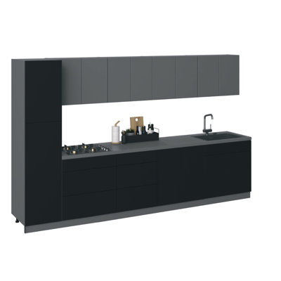 Cuisine complète moderne en panneau de fibres à densité moyenne l 135 po x P 24 po x H 83 po WALLKITCHENS 