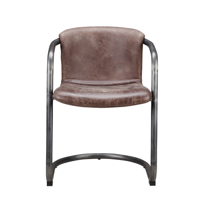 Freeman Bar Stool, Brown Genuine Leather, Counter Stool (25" Seat Height)