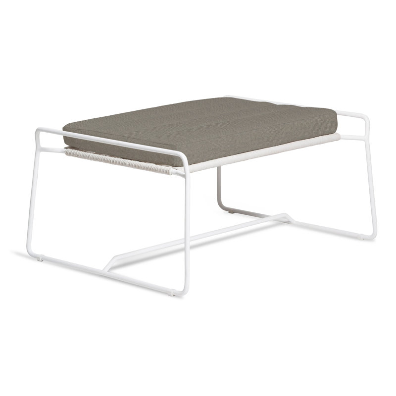 Repose-pieds d'extérieur avec coussin Sandur, Lanterne ardoisée, Corde blanche / structure blanche