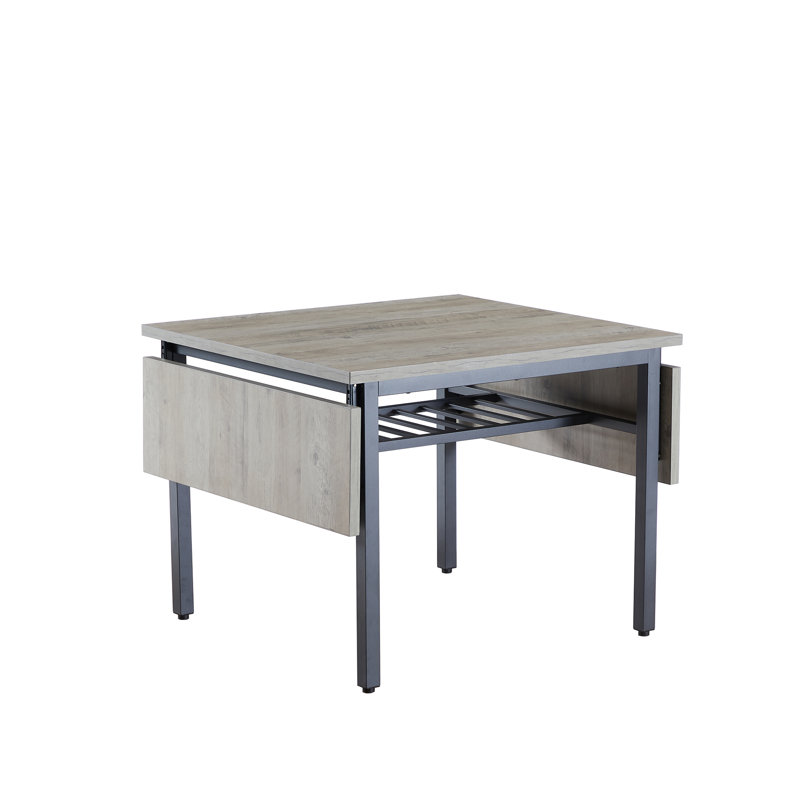 Rustic Folding Dining Table With Drop Leaves, 1.2” Thick Top, Space-Saving Small Kitchen Table For 4-6 People, Grey Wood