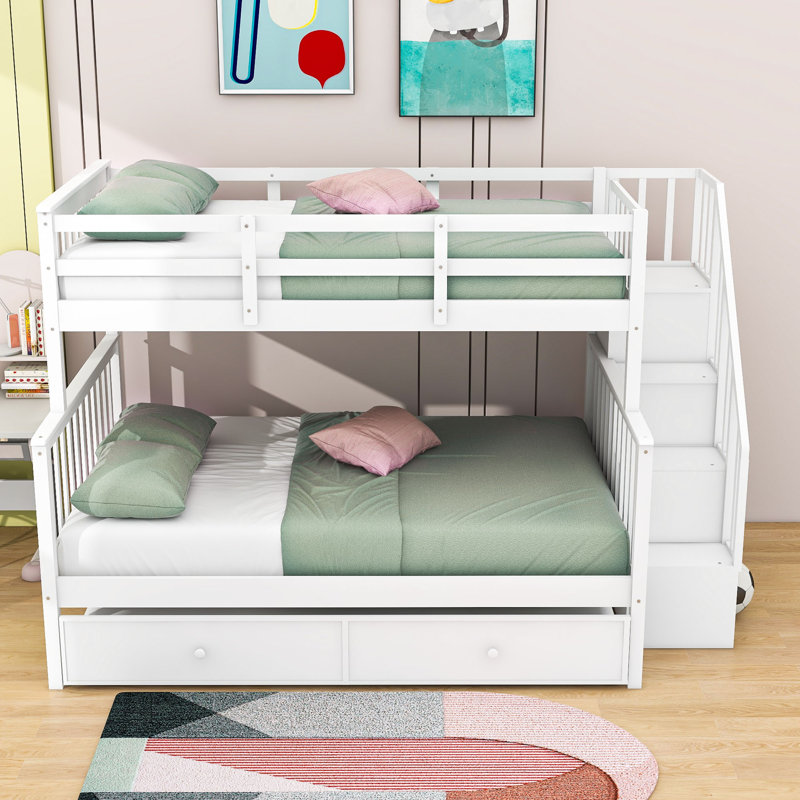 Deshaunte Kids Twin Over Full Bunk Bed with Trundle, White