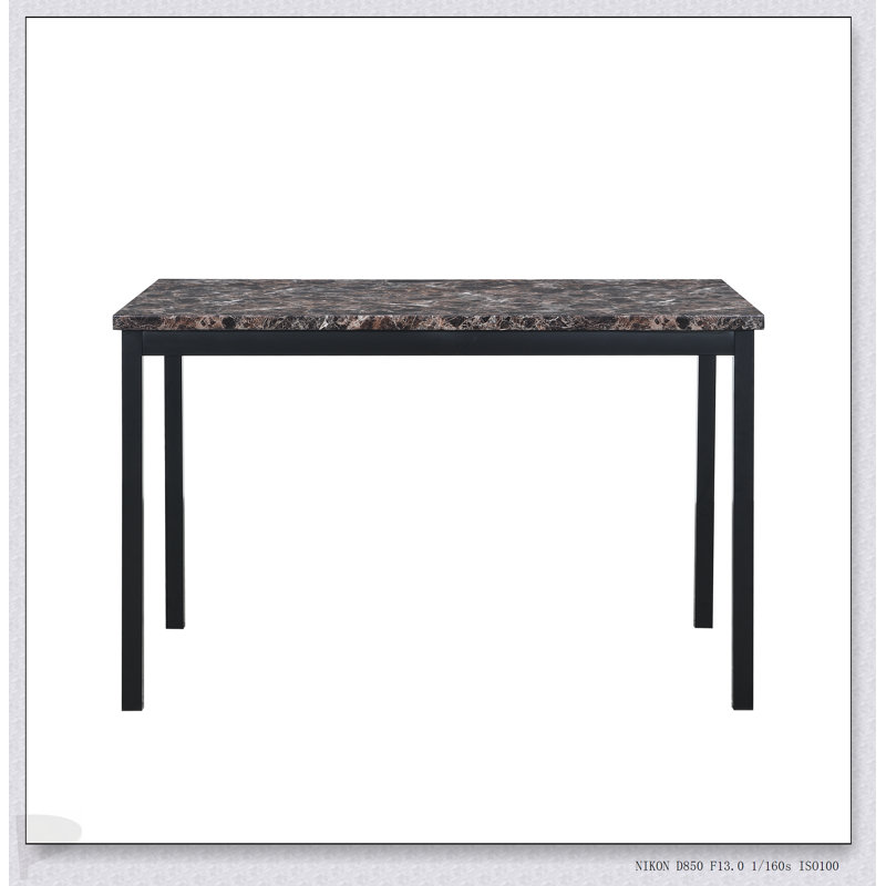 Faux Marble Top Metal Frame Dinette Table, Perfect For Modern Dining And Space-Saving Design
