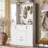 51.1'' Entryway Bench With Integrated Shoe Cabinet , 3-In-1 Design And Mirrored Cabinet Door, Hall Tree With 4 Sturdy Hooks And Foldable Seat For Entrance, Living Room