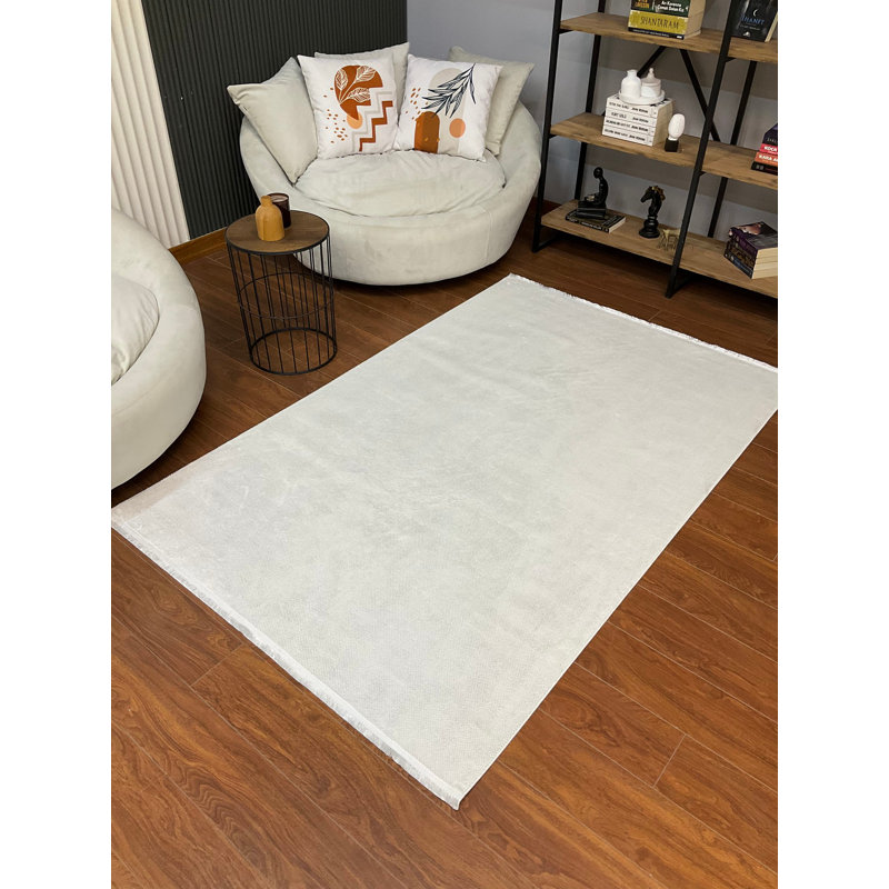 Aundrey Solid Colour Bamboo Slat / Seagrass Area Rug, Rectangle 12'6" x 6'8"