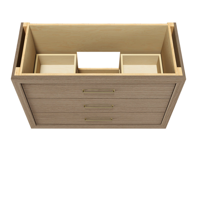 Avalon Three-Drawer Single Bath Vanity, Natural Weathered, 48", Satin Gold
