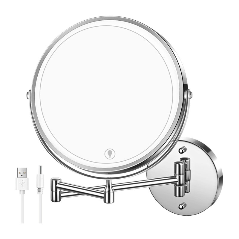 Miroir de maquillage mural lumineux 8 "rechargeable 1x / 10x grossissant