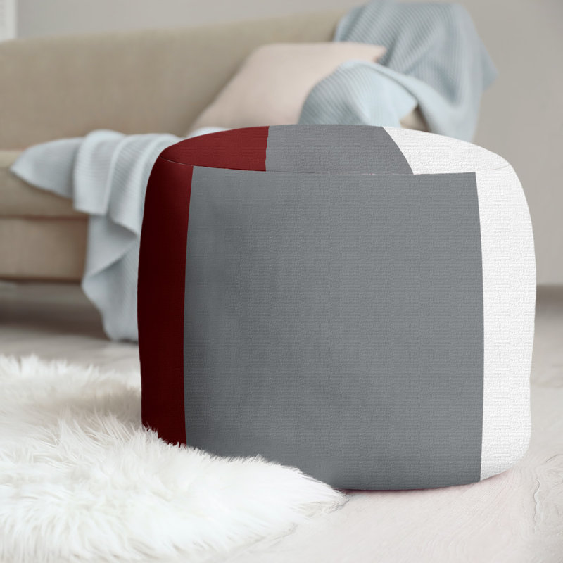 Repose-pieds cubique rond à rayures 20,5", Marron / Gris foncé / Blanc