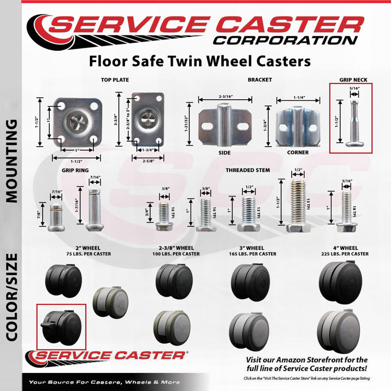 Black Floor Safe Twin Casters