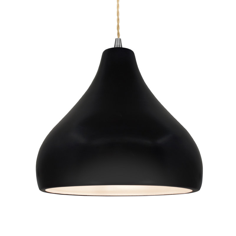 Luminaire suspendu à 1 lumière Meydan, H 8 po x l 11,5 po x P 11,5 po, Noir mat carbone, Nickel brossé