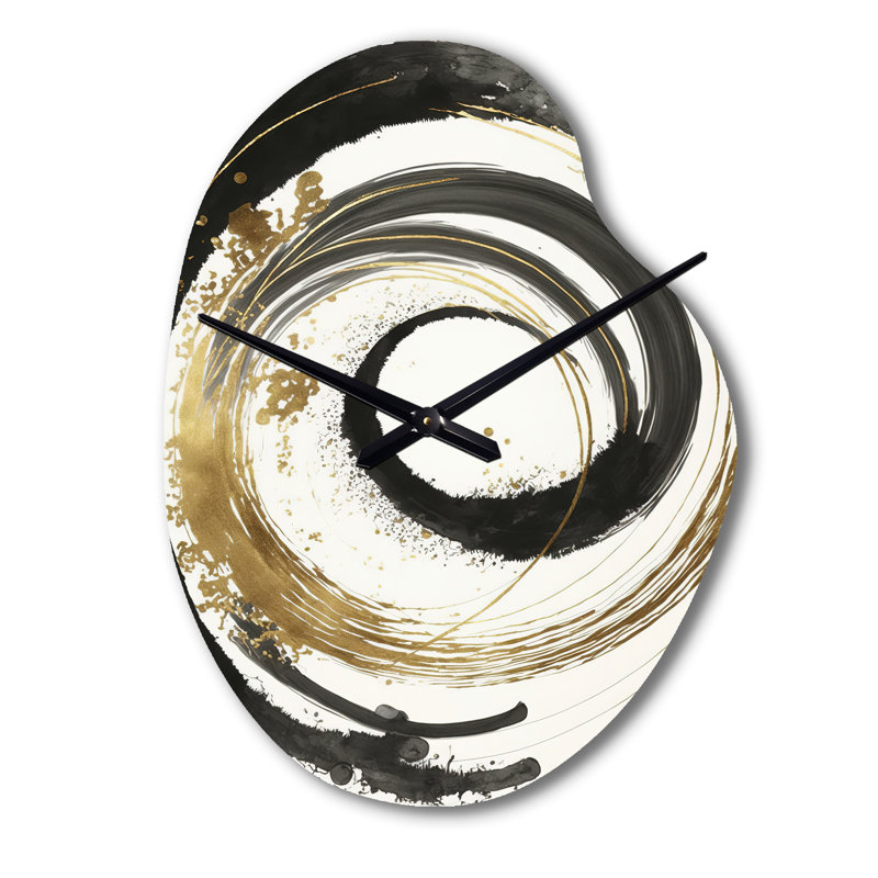 Horloge murale noire et dorée Curves IV - Abstract Spirals, Petit