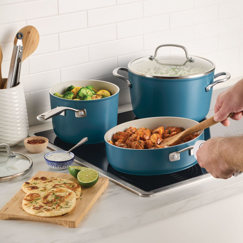  Kitchenaid Hard-Anodized Ceramic Induction Cookware Set, 10 Piece, Blue