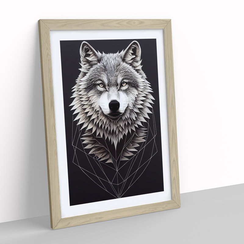 Mythical Wolf - Framed Print, 64cm H x 46cm W x 2cm D, Oak