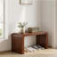 Table d'appoint en forme de C, table basse convertible de 13,77 po, table d'appoint pour ordinateur portable en bois d'hévéa noyer avec bords arrondis, table de canapé moderne 2-en-1 pour le salon et la chambre à coucher
