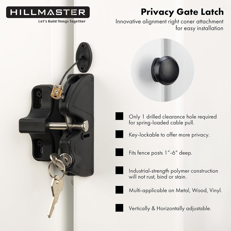 Key Lockable 2 Way Gate Latch With Spring Loaded Pull Cable And ...