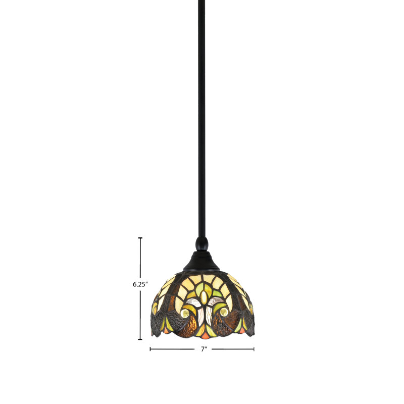 Mini-luminaire suspendu suspendu avec verre d'art cyprès ivoire de 7 po, Noir mat