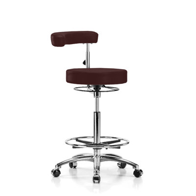 Adjustable Height Lab Stool with Footrest and Removable Casters/Wheels