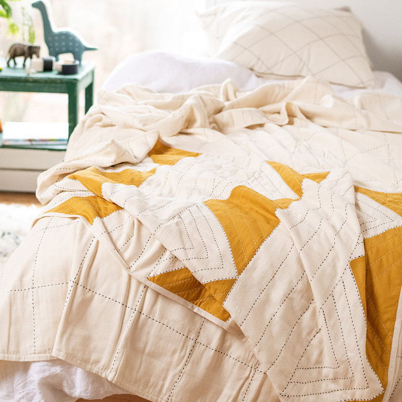 Quilted Throw Blanket, Mustard