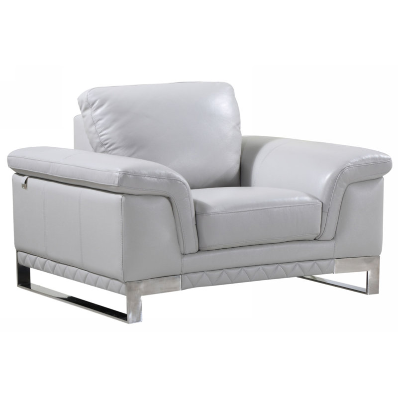 Fauteuil inclinable électrique standard 32 po Davan, Cuir gris clair assorti