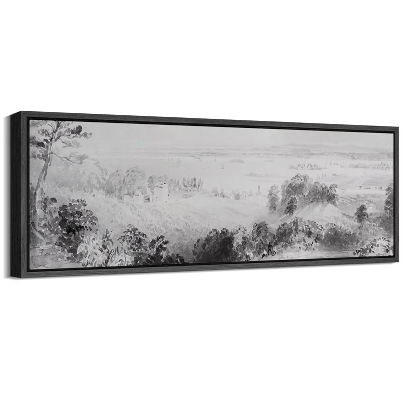 «Rustic Countryside Enigmatic Vale Grayscale Landscape», reproduction d'art sur toile, H 20 po x l 60 po