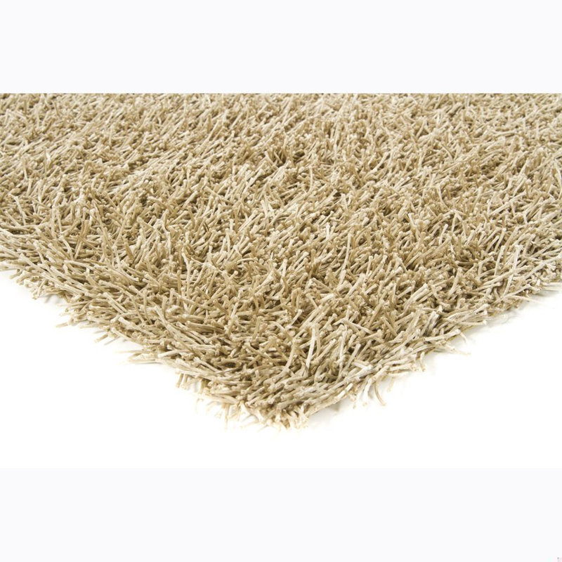 Heston Authentic Hand Woven Handmade Beige Modern Abstract Polyester Shag Area Rug