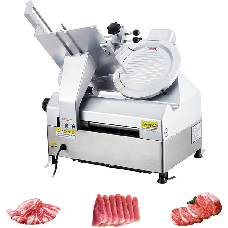 Meat Slicer, 550W Deli Slicer With 12.6" Carbon Steel Blade, Double-Motor Meat Slicer Machine With Adjustable Thickness