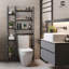 Rangement au-dessus de la toilette réglable en bambou de 31 pouces avec crochets et tablettes latérales, options multiples-1291484899