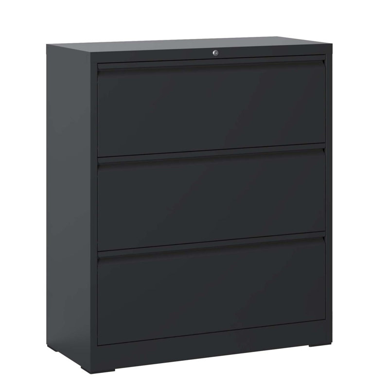 3 Drawer Lateral File Cabinet With Lock – Heavy-Duty Metal Filing Cabinet For Home Office, Wide Storage For Letter/Legal/A4/F4, Silent Full-Extension Slides, Anti-Tilt Safety