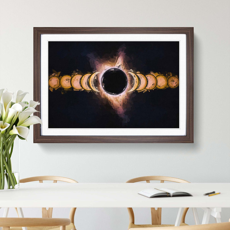 The Eclipse in Abstract - Picture Frame Graphic Art Print, 62cm H x 87cm W x 2cm D, Walnut Framed
