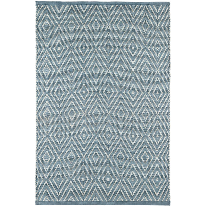Diamond Handwoven Indoor/Outdoor Rug, Rectangle 3' x 5', Slate/Light Blue