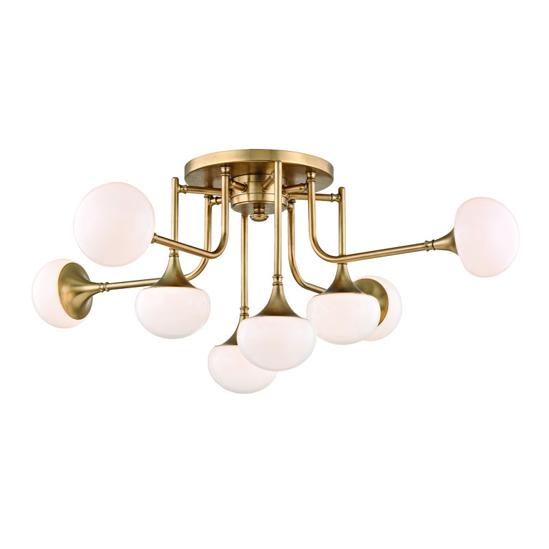Plafonnier semi-encastré 8 lumières Fleming, Laiton vieilli
