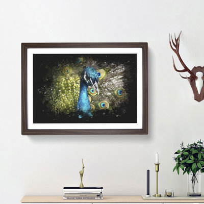 Dazzling Peacock Bird Paint Splash - Framed Print