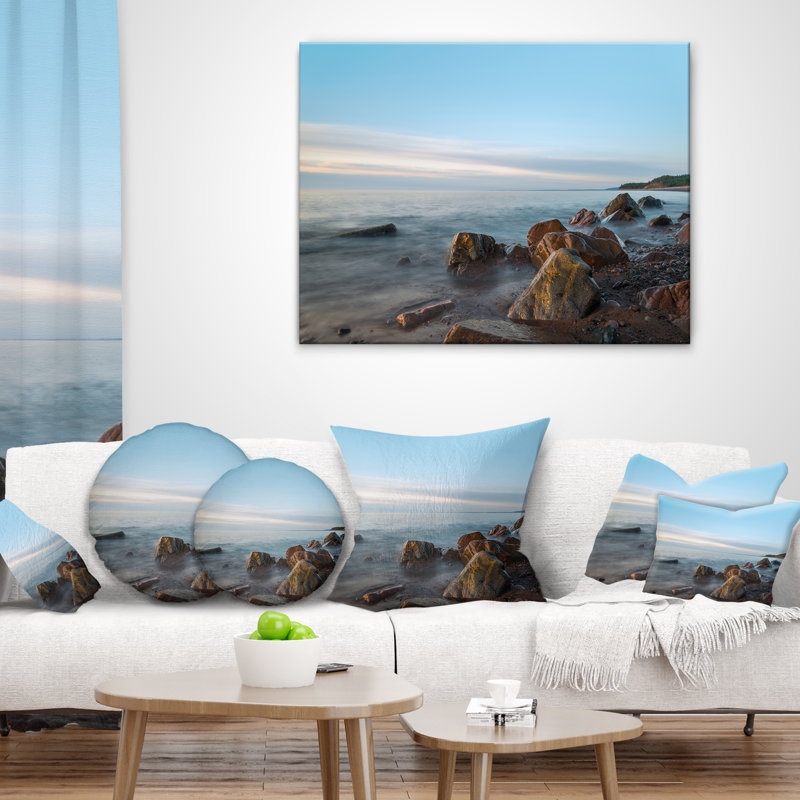 Coussin canada seascape cape breton beach-écosse, 16 po x 1 po, Coussin décoratif