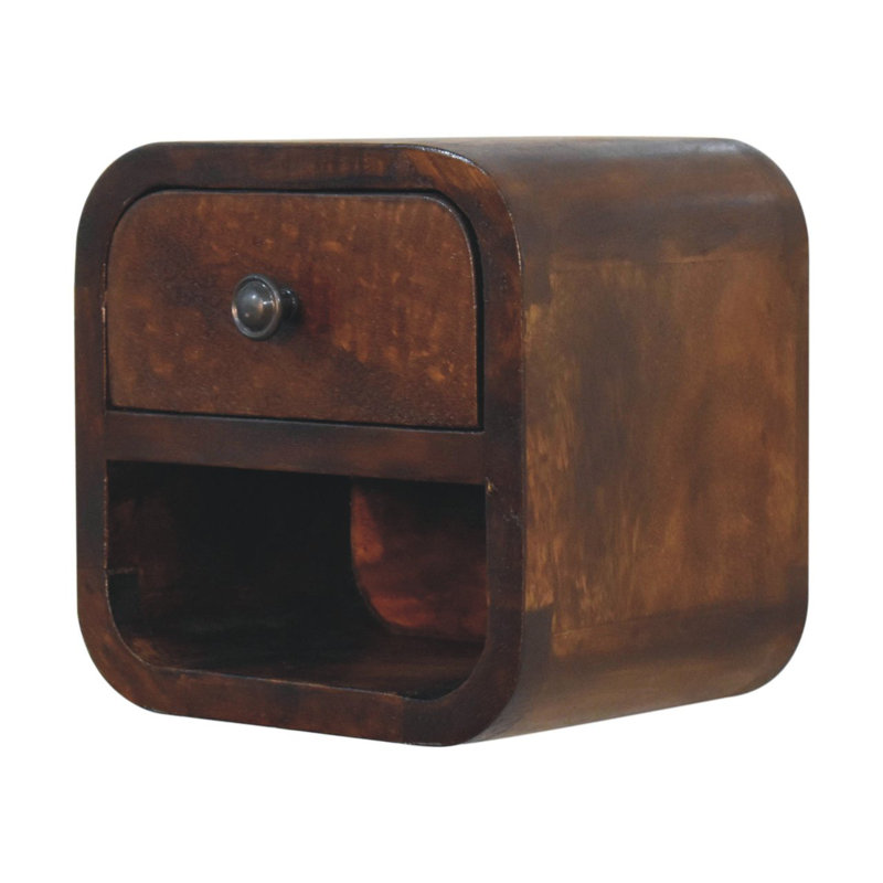 Foraker 20cm W Solid Wood Bedside Table, Chesnut