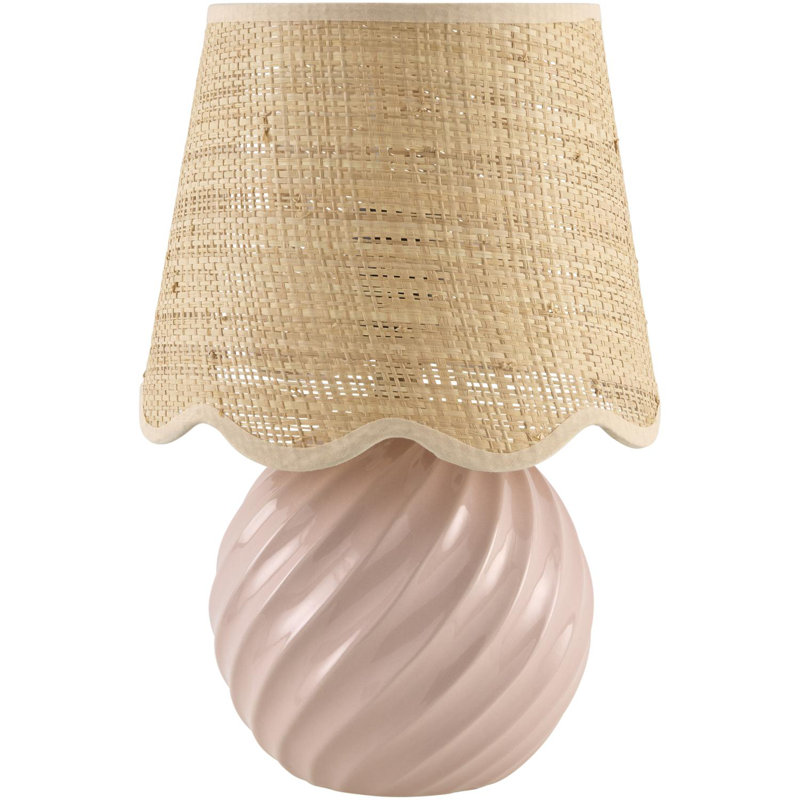 Wyatan Table Lamp, Pink, White Linen