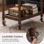 Table de bout en bois massif avec roulettes-1475850178