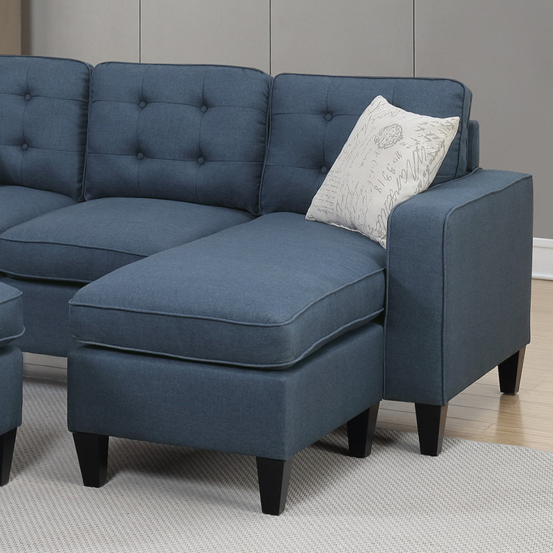 Modern Sofa Polyfiber Reversible Sectional Sofa With Ottoamn