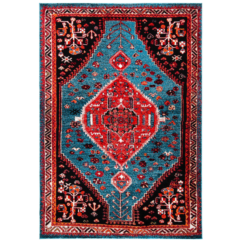 Tapis oriental turquoise / rouge Emereigh, Rectangle 4 pi x 6 pi