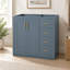 Meuble-lavabo autoportant de 90,8 cm (35,74 po) sans lavabo, structure en bois massif, 3 tiroirs et portes à fermeture douce, style moderne bleu