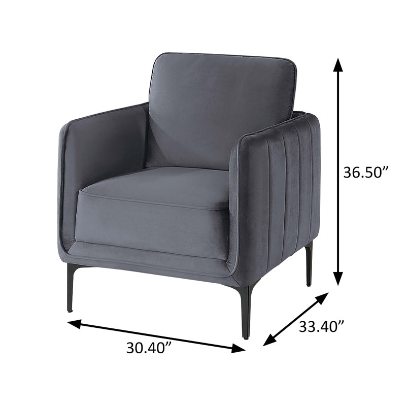 Chaise d'appoint l 30,4 po, gris, Gray