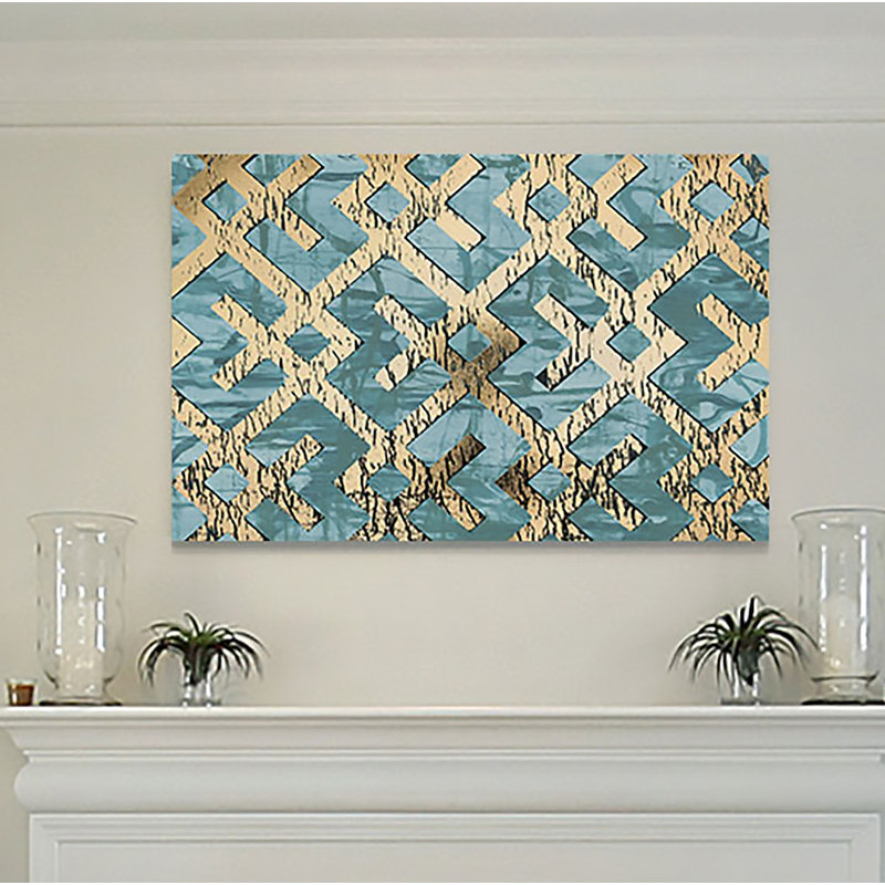 « gilded géometrics i », reproduction, H 32 po x l 48 po x P 1,5 po, Toile tendue