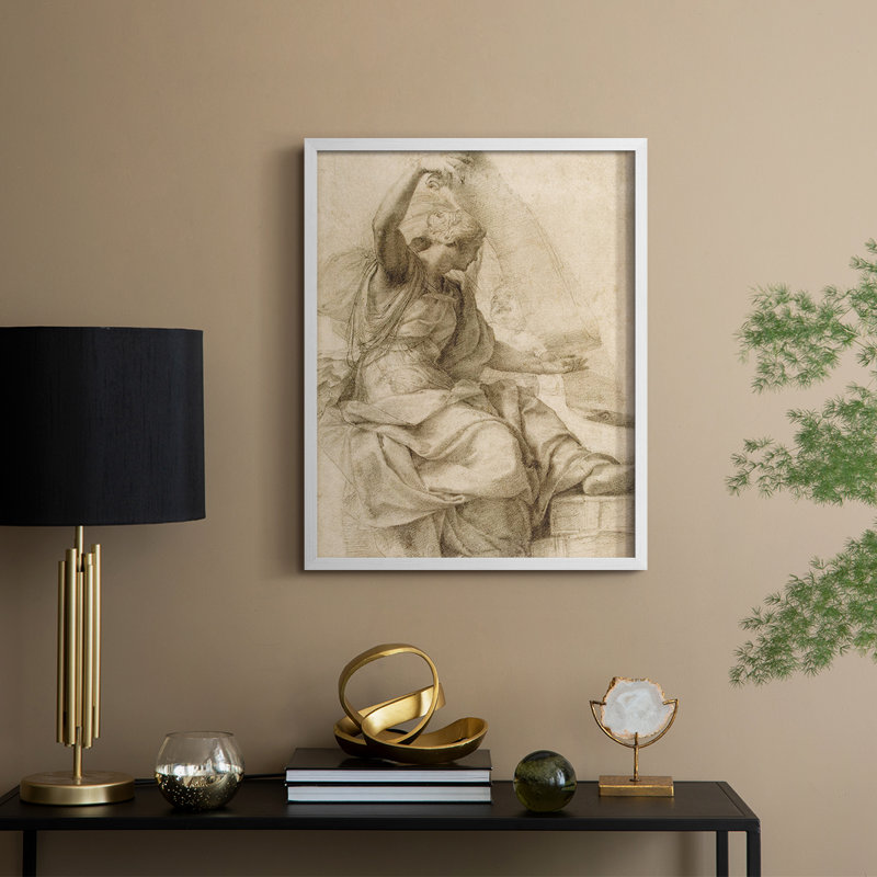 Vintage Sketch CXII Framed Print - Solid Wood, 11" H x 9" W, White