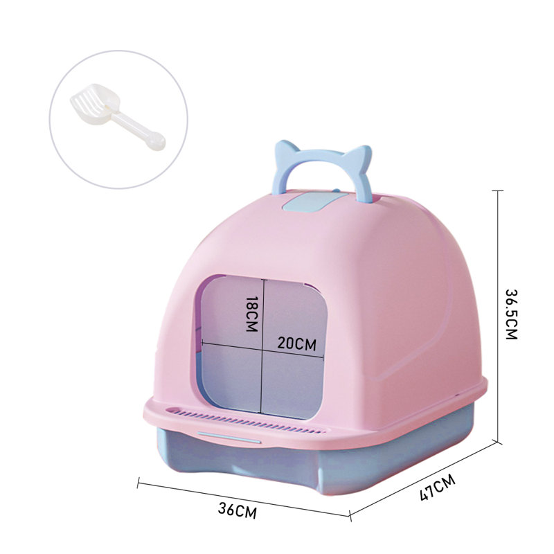 Bay Fully Enclosed Large Cat Litter Box, Pink
